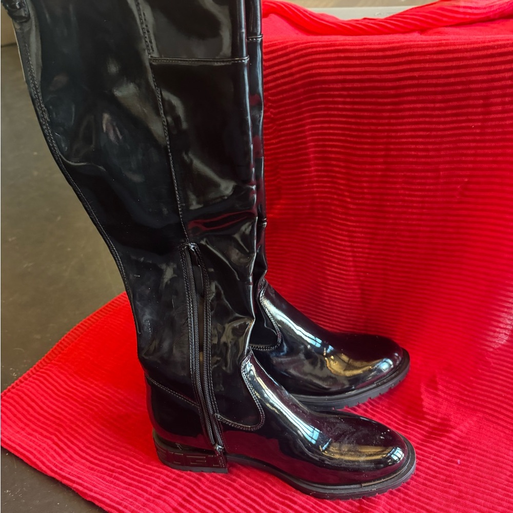 Guess Shiny Black Over the Knee Boots